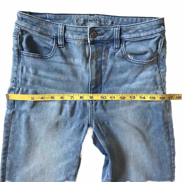American Eagle Jeans Jegging Super Hi Rise Stretch Skinny 8 8R 28 x28 Light Wash - Picture 11 of 11